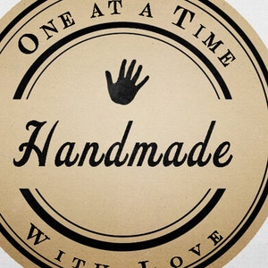 Handmade With Love - Kraft Stickers - Printable Circle Stickers - Crafting Stickers