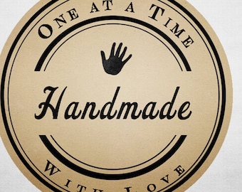 Handmade With Love - Kraft Stickers - Printable Circle Stickers - Crafting Stickers