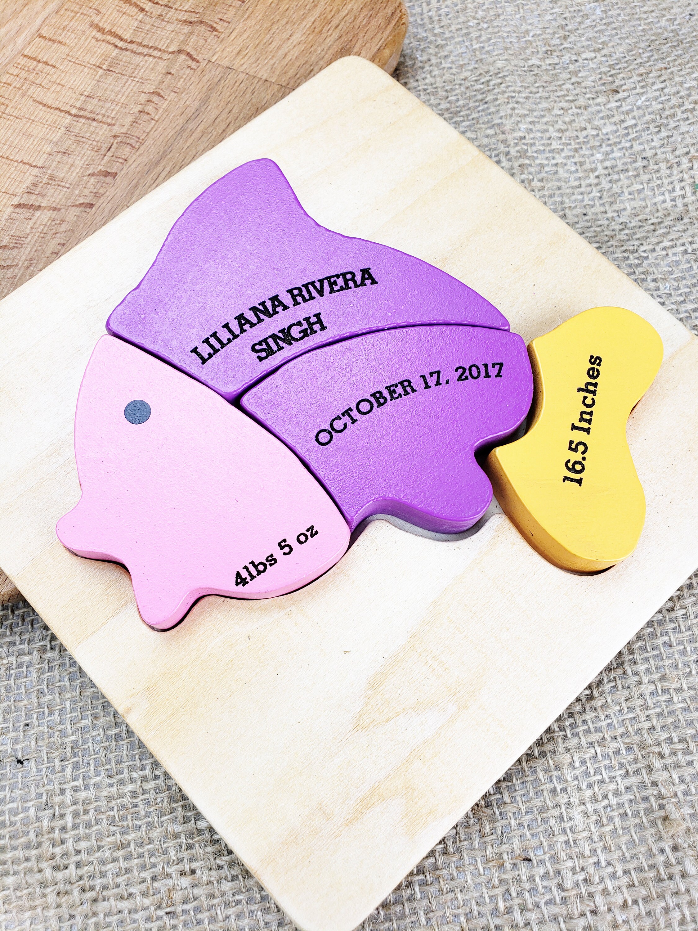 Wood Puzzle Baby Gift Baby Birth Stats Personalized Baby's Etsy