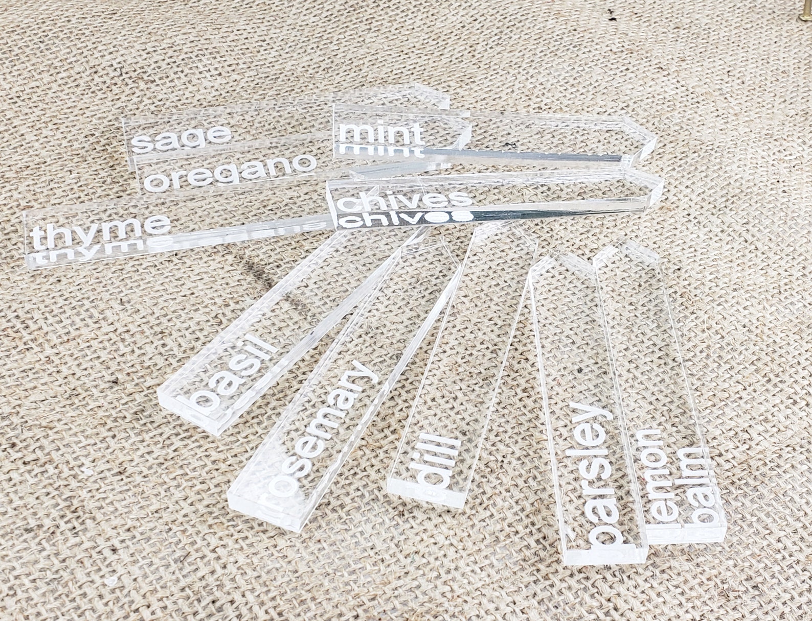 Clear Herb Markers Engraved Plant Markers Vegetable Garden Etsy