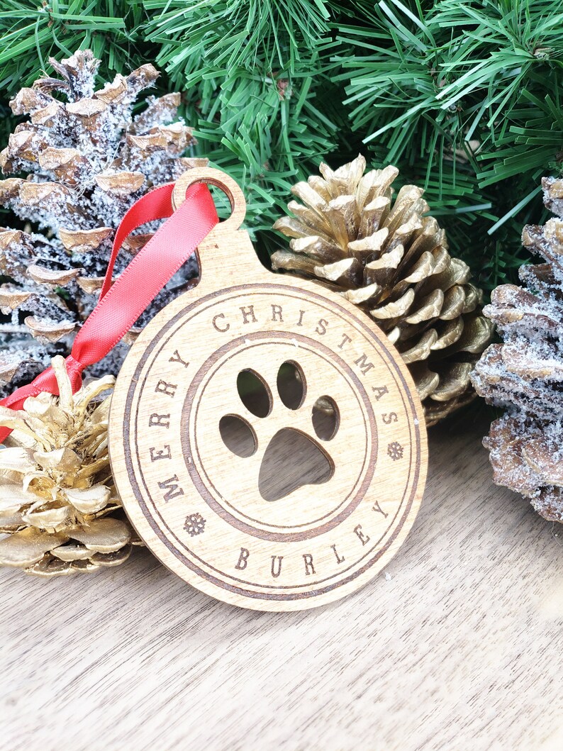 Cat Ornament Personalized Cat Paw Ornament Gift for Cat Lovers Cat Stocking Stuffer Custom Cat First Christmas Ornament Crazy Cat Lady Wood image 3