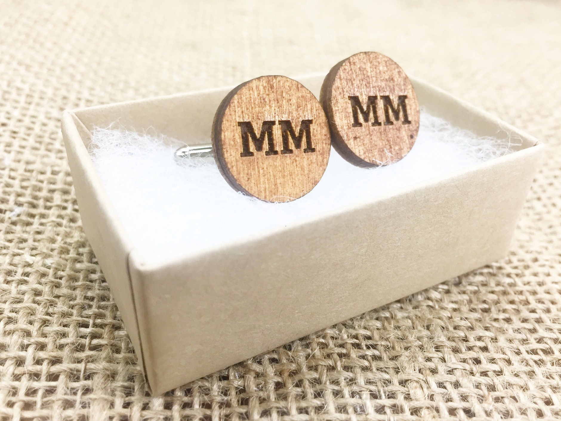 Personalized Wood Cufflinks Monogrammed Custom Engraved Wooden Etsy