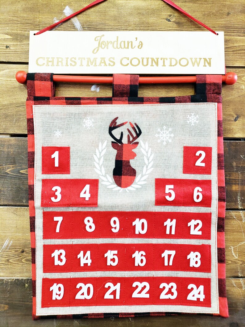Felt Advent Calendar Personalized Wooden Advent Calendar Etsy