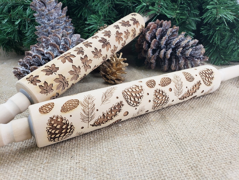 Embossed Rolling Pin Thanksgiving Laser Engraved Wooden Etsy