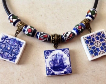 Striking geometric choker, reversible miniature tiles choker, Summer necklace for these holidays, Special gift for her