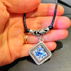 Portuguese Tile Replica Necklace - Unique Silver-Colored Gift for Mom