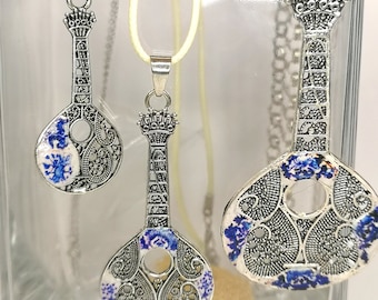 Typical Fado Guitar Portuguese necklace, Necklaces in three sizes, filigree  silver guitar pendant, Portuguese tiles replica