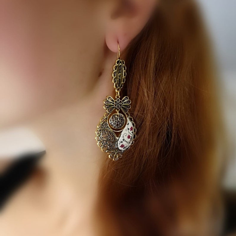 typical Portuguese filigree Queen/'s Earrings Mother/'s day gift earrings Statement dangling earrings Summer and elegant earrings.