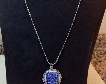 Small Necklace with blue and white portuguese tile.