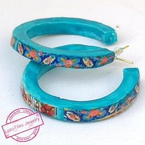 Chunky Hoop Earrings, polymer clay hoop earrings, colorful jewelry, Gifts for her, Fun hoop earrings, Gift for mom.