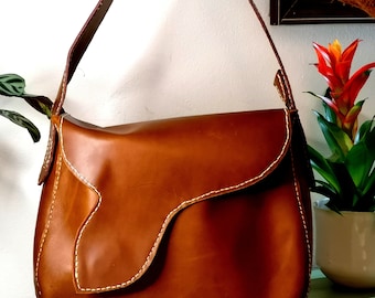 Leather bag, handmade legitimate leather pull up bag, handbag, woman shoulder leather bag, elegant leather bag