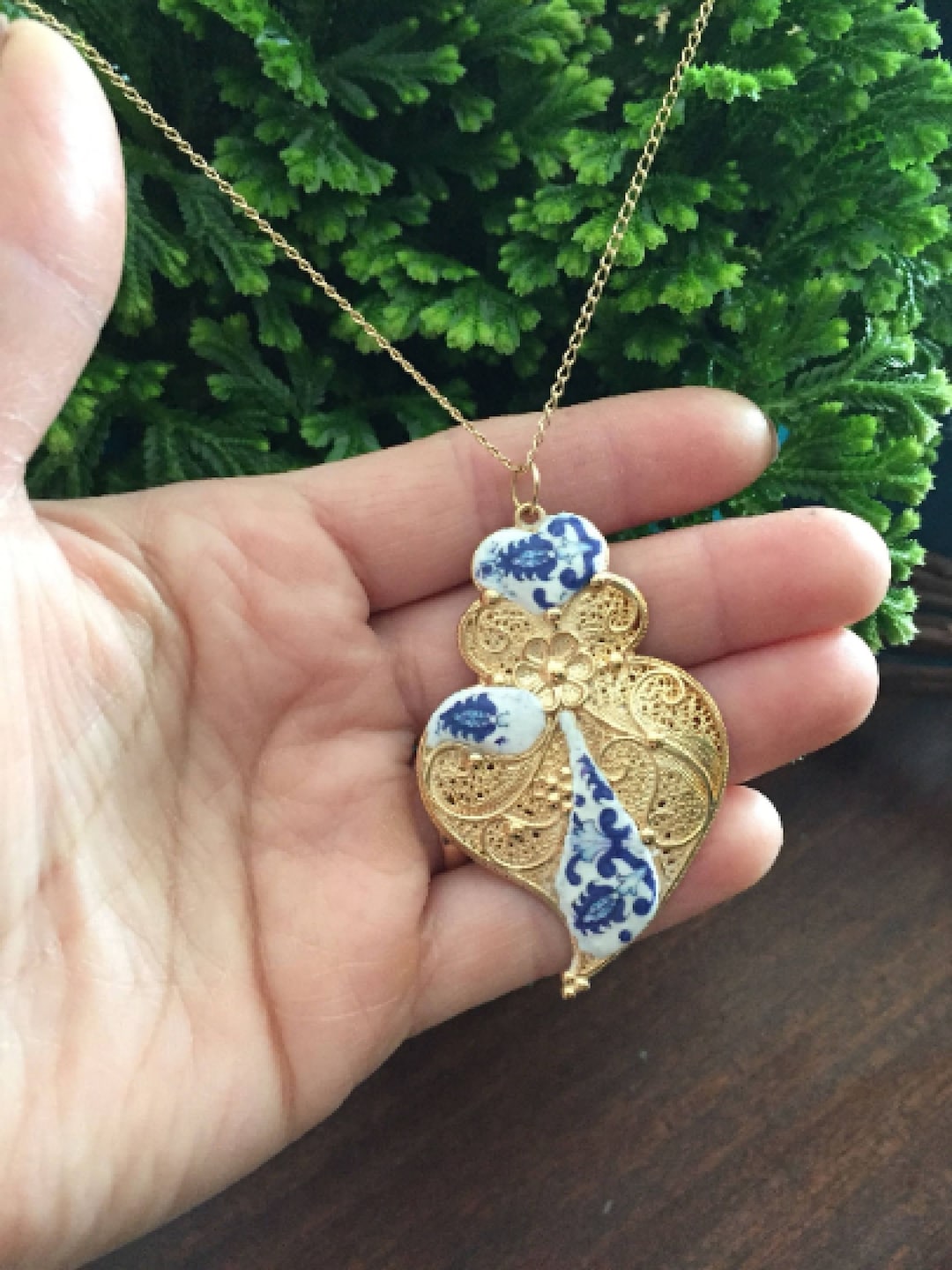 Heart of Viana Filigree Necklace, Portuguese Tile Replica