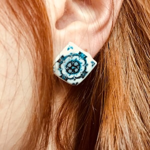 Handcrafted Polymer Clay Earrings with Antique Portuguese Tile Replicas