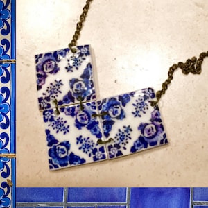 Portuguese Tile Squares Choker Necklace - Geometric Polymer Clay Jewelry for Her - Baroque Inspired Lightweight Necklace - Etsy Gift