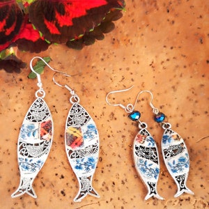 Portuguese Sardine Earrings: Tile Replica, Quirky Gift
