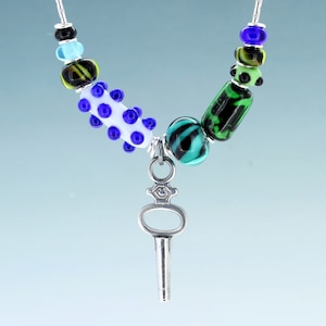 accessories lampwork necklace blue green necklace silver chain modern design handmade contemporary glass bead necklace jewelry