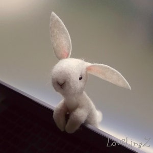 Bunny mini doll, soft felt Pocket rabbit , Pose able Hand made to order in beautiful gift box image 2