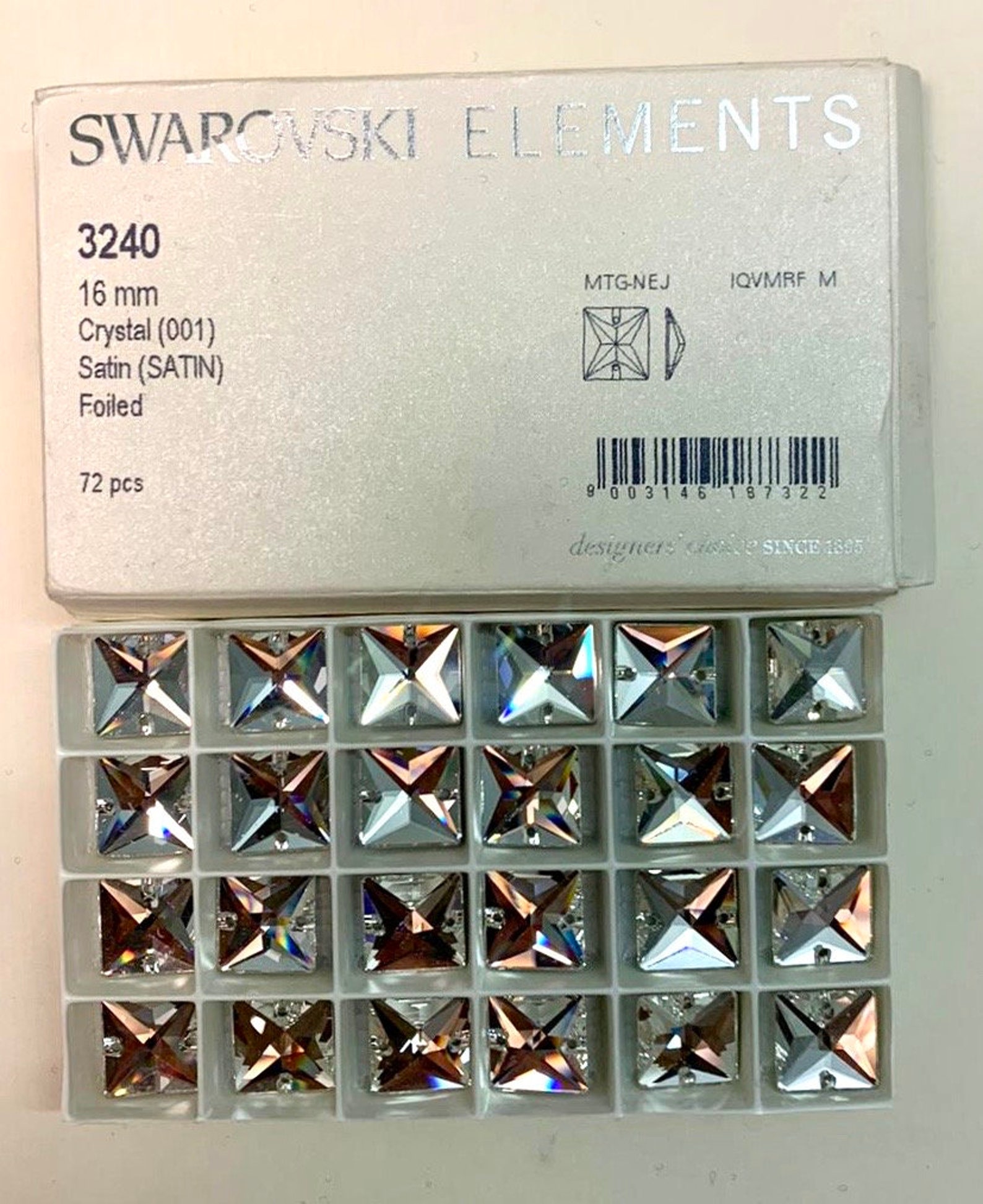 Swarovski sew on crystals square with two holes 16x16mm price | Etsy