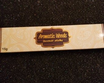 Incense Sticks Aromatic Woods 15 Gram Pack Handmade in India 12-14 Sticks Per Pack