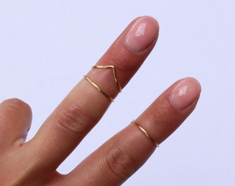 Midi Rings | Boho Chic Jewelry | Knuckle Ring Set | Stacking Bohemian Gold Silver Rings | Minimalistic | Wire Wrap Ring | Valentines Day