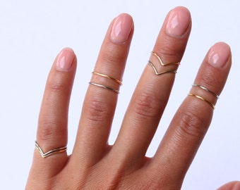 Midi Rings | Boho Chic Jewelry | Knuckle Ring Set | Stacking Bohemian Gold Silver Rings | Minimalistic | Wire Wrap Ring | Mixed Metal