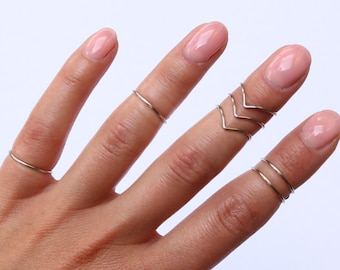 Midi Rings | Boho Chic Jewelry | Knuckle Ring Set | Stacking Bohemian Gold Silver Rings | Minimalistic | Wire Wrap Ring | Midi Ring Set