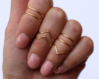 Midi Rings | Boho Chic Jewelry | Knuckle Ring Set | Stacking Bohemian Gold Silver Rings | Minimalistic | Wire Wrap Ring | Midi Ring Set
