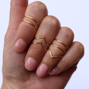 Midi Rings | Boho Chic Jewelry | Knuckle Ring Set | Stacking Bohemian Gold Silver Rings | Minimalistic | Wire Wrap Ring | Midi Ring Set