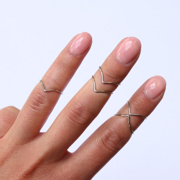 Midi Rings | Boho Chic Jewelry | Knuckle Ring Set | Stacking Bohemian Gold Silver Rings | Minimalistic | Wire Wrap Ring | Midi Ring Set