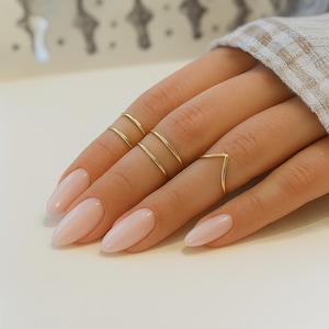 Adjustable Midi Ring Set | Chevron & Band Rings, Boho Stacking Jewelry