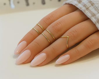 Adjustable Midi Ring Set | Chevron & Band Rings, Boho Stacking Jewelry
