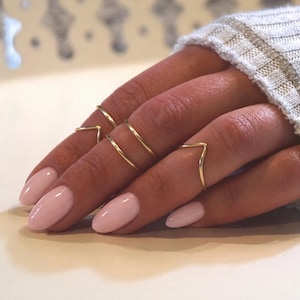 Adjustable Midi Ring Set | Chevron & Band Rings, Boho Stacking Jewelry