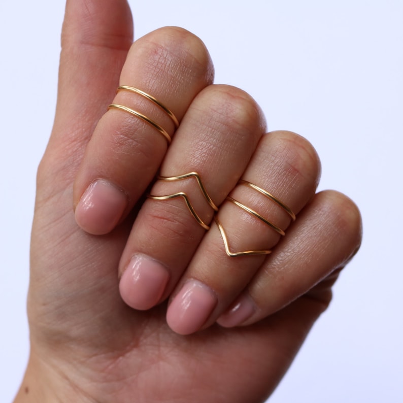 Midi Rings | Boho Chic Jewelry | Knuckle Ring Set | Stacking Bohemian Gold Silver Rings | Minimalistic | Wire Wrap Ring | Midi Ring Set 