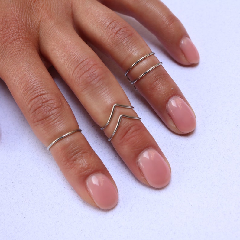 Midi Rings Boho Chic Jewelry Knuckle Ring Set Stacking Bohemian Gold Silver Rings Minimalistic Wire Wrap Ring Midi Ring Set image 1