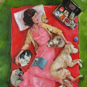 Dreamers - Fine Art Print, Dogs, Dog Art, Giclee Print, Whimsical Art, French Style