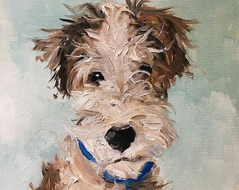 Pip At The Seaside - Fine Art Print, Giclee, French Canvas Studio, Dog Art, Giclee Print, Whimsical, Wall Art
