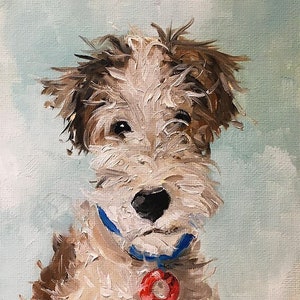 Pip At The Seaside - Fine Art Print, giclee, Franse canvasstudio, hondenkunst, gicleeprint, grillig, kunst aan de muur