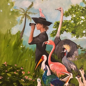The Birdwatcher - Fine Art Print, Whimsical Art Print, Bird Art, Collection of Birds, Giclee Print, French Canvas Studio, Original Artwork