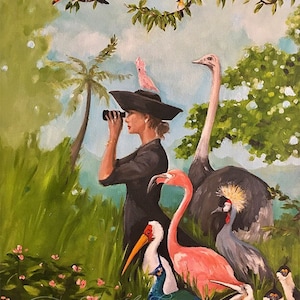 The Birdwatcher,  Whimsical and Colourful Bird Wall Art