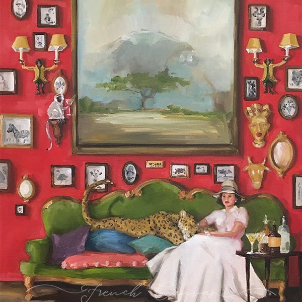 Cocktails at the Kilimanjaro Club - Fine Art Print, Lisa Finch Artist, Adventures Out of Africa