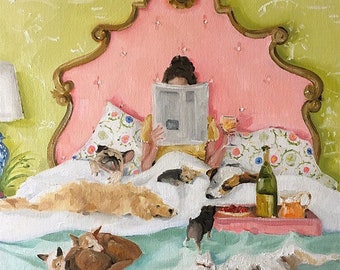 The Saturday Paper, Whimsical and Fun Dog Art Print