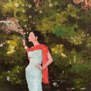 Champán por la tarde - Impresión artística, Giclée, Arte, Obra original, Estudio francés de lienzo, Arte animal, Fantasía, Arte mural, Impresión artística