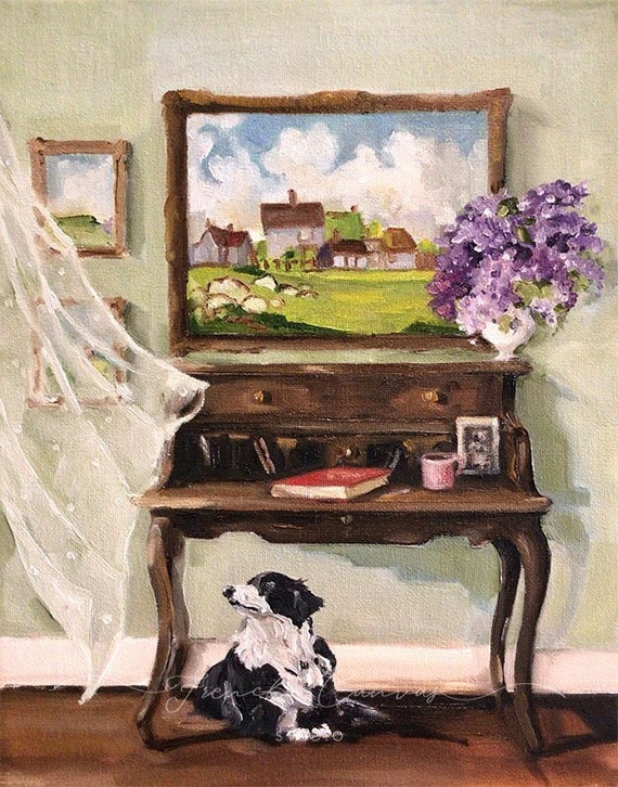 Country Breeze - Fine Art Print, Giclée Print, Still Life, Dog, Country Home, French Canvas