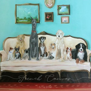 A Família - Impressão de Belas Artes, Arte Canina, Caprichosa, Obra de Arte Original, Estúdio de Tela Francês, Arte de Parede, Impressão de Arte, Arte, Giclée, Impressão Giclée