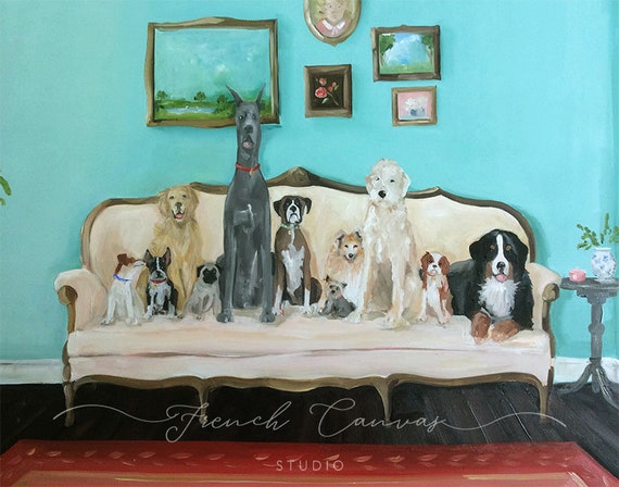 The Family - Fine Art Print, Dog Art, Whimsical, Original Artwork, French Canvas Studio, Wall Art, Art Print, Art, Giclée, Giclee Print