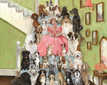 Impression d'art de pantoufle de verre, art mural fantaisiste de conte de fées avec des chiens, cadeaux pour les amoureux des chiens