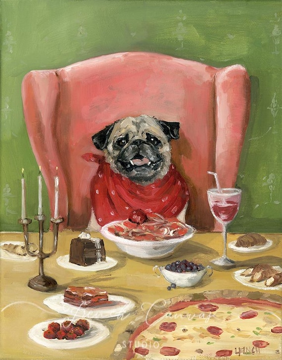 When In Rome - Fine Art Print, Giclée,  Lisa Finch, French Canvas Studio, Whimsical Art, Dog Art, Wall Art