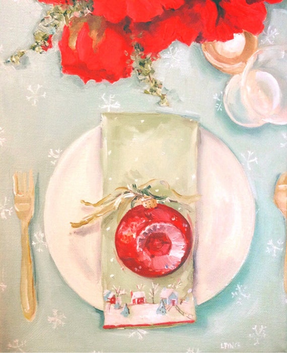 The Christmas Lunch - Fine Art Print, French Canvas Studio, Christmas, Holiday Season, Original Artwork