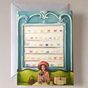 Tippy et Tilly prennent le temps de prendre le thé - Coffret de 8 cartes, cartes vierges, oeuvre d'art Lisa Finch, studio de toile Français, carte de correspondance, oeuvre d'art sur une carte