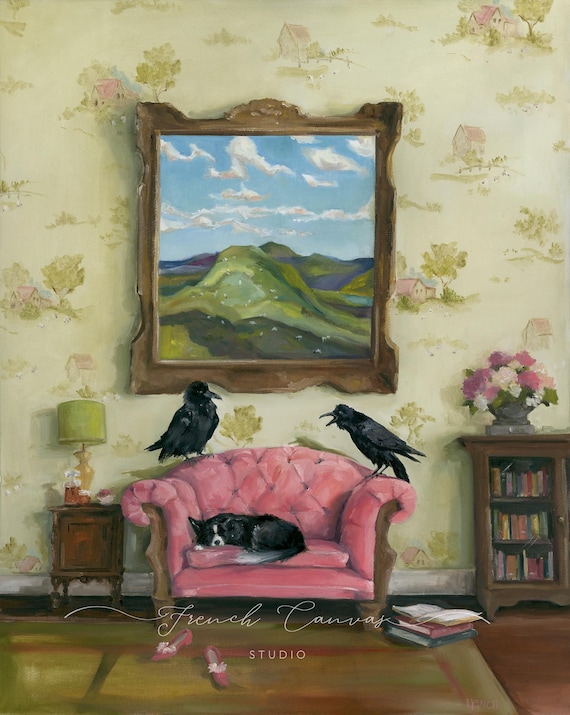 Counting Sheep Art Print, Dogs Art, Birding Art, Country Home Art